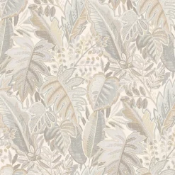 Vliestapete Blätter Dschungel Creme Grau Beige A58402