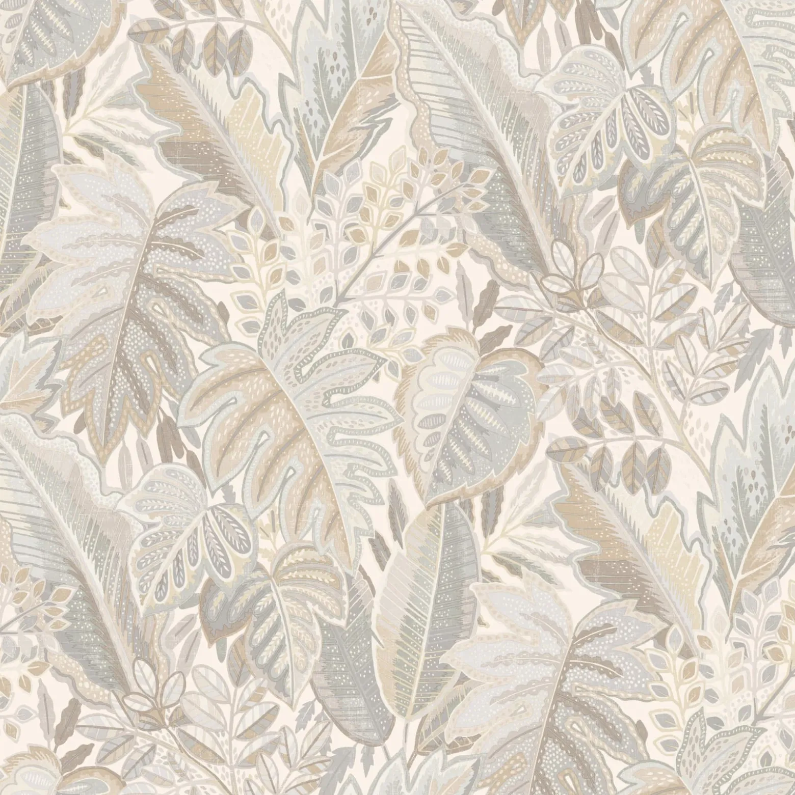 Vliestapete Blätter Dschungel Creme Grau Beige A58402