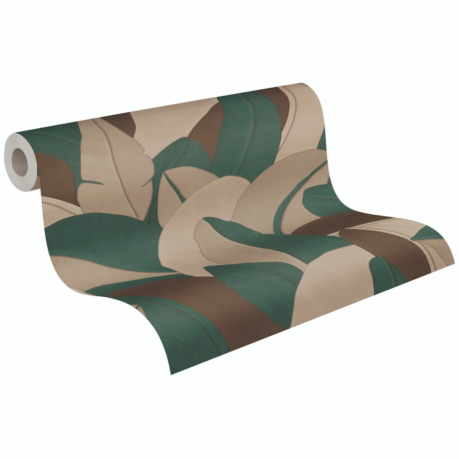 Vliestapete Blätter Dschungel Grün Beige Braun 79039-2