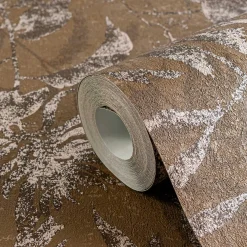 Vliestapete Blätter Dschungel Braun Beige Metallic 78203-4