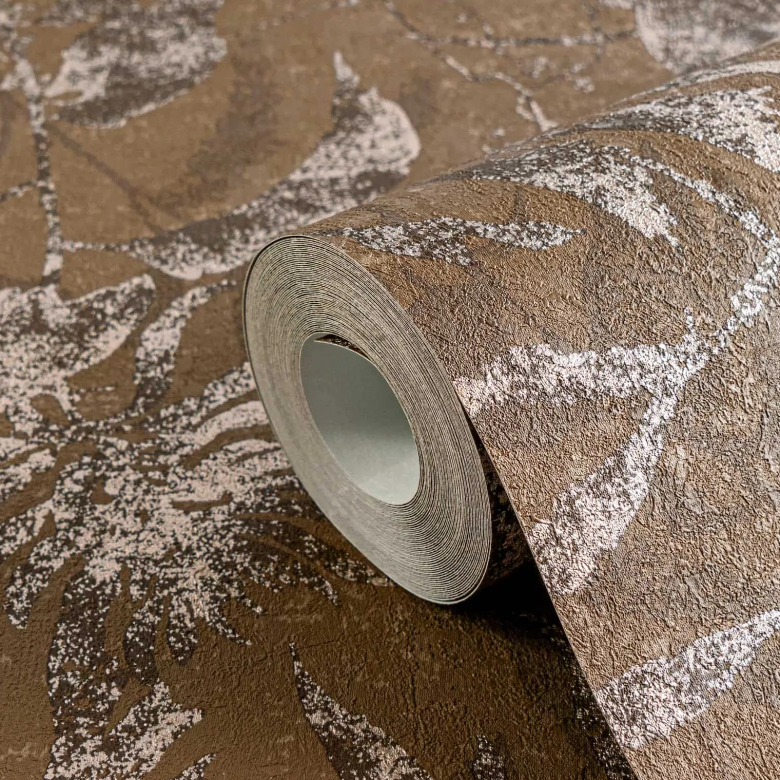 Vliestapete Blätter Dschungel Braun Beige Metallic 78203-4