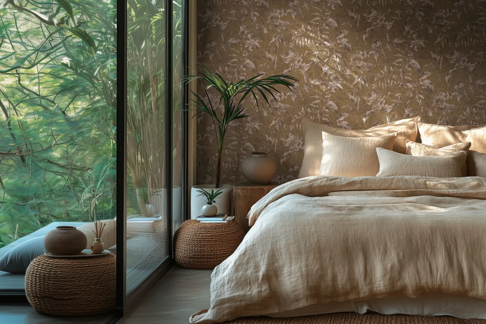 Vliestapete Blätter Dschungel Braun Beige Metallic 78203-4