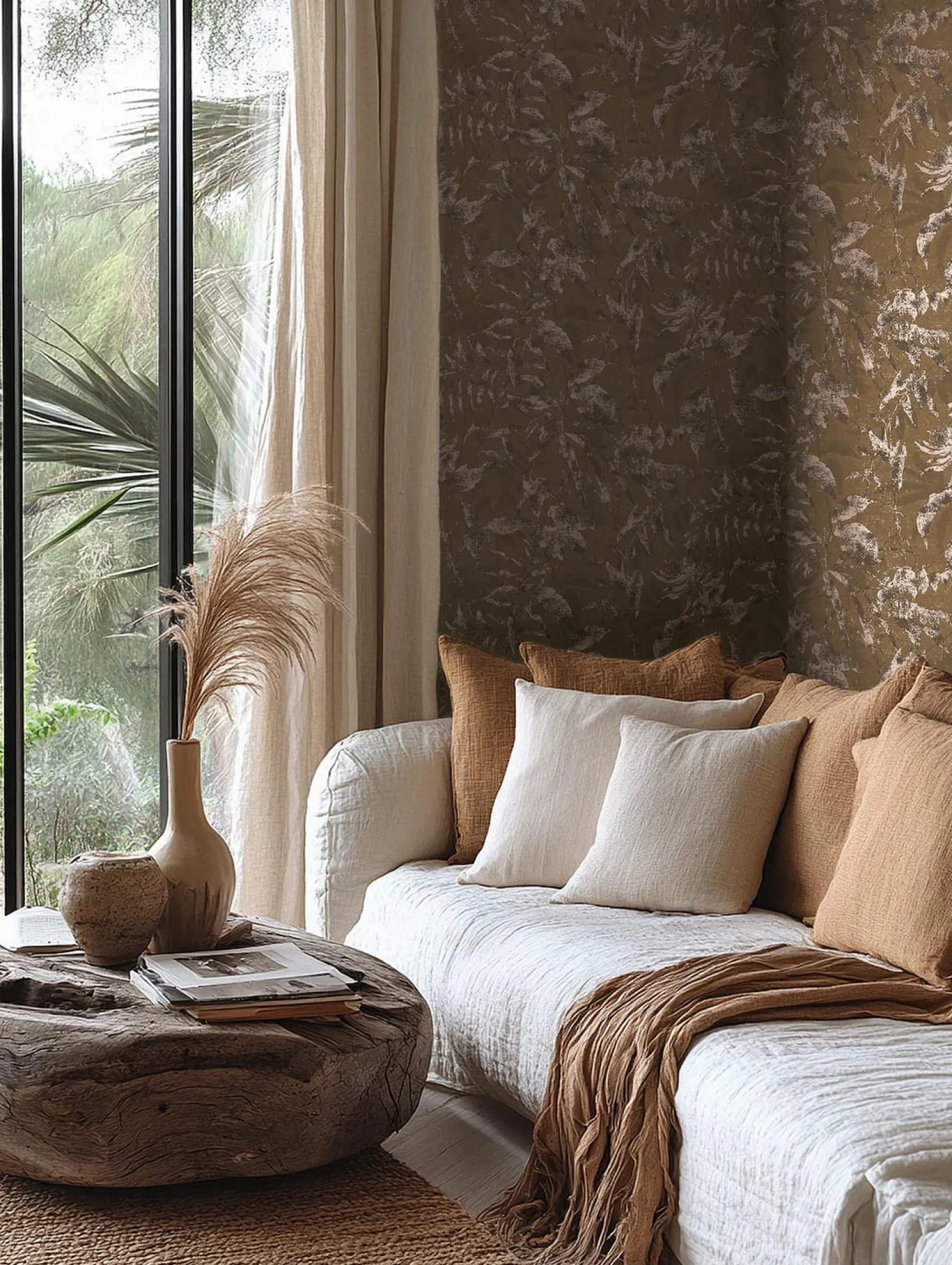 Vliestapete Blätter Dschungel Braun Beige Metallic 78203-4