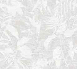Vliestapete Blätter Dschungel Grau Weiß Metallic 78203-3