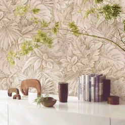 Vliestapete Blätter Dschungel Floral beige braun 33307