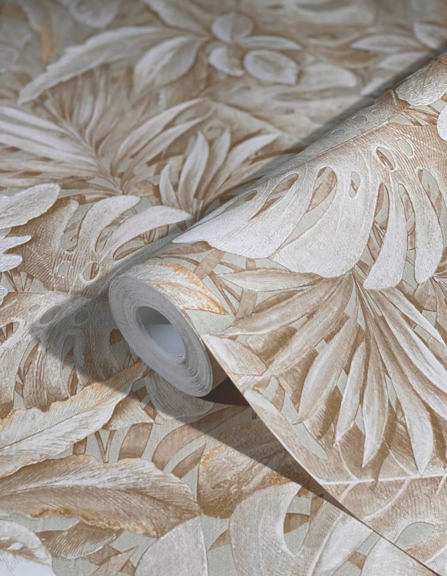 Vliestapete Blätter Dschungel Floral beige braun 33307