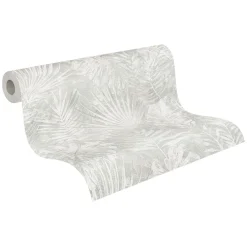 Vliestapete Blätter Dschungel Grau Beige 38638-4