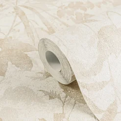 Vliestapete Blätter Dschungel Creme Beige Metallic 78203-2