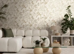 Vliestapete Blätter Dschungel Creme Beige Metallic 78203-2