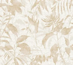 Vliestapete Blätter Dschungel Creme Beige Metallic 78203-2