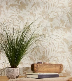 Vliestapete Blätter Dschungel Creme Beige Metallic 78203-2