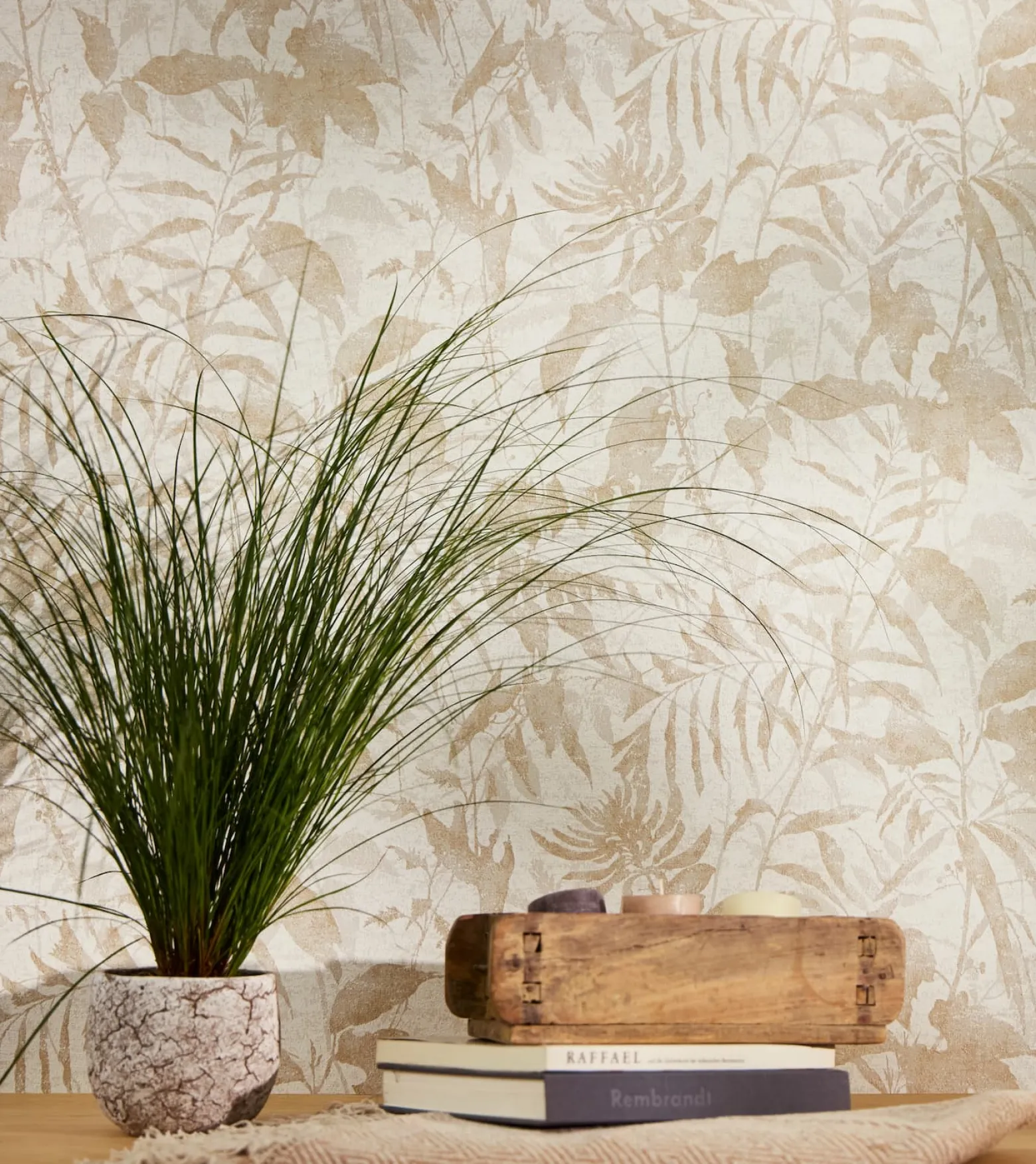 Vliestapete Blätter Dschungel Creme Beige Metallic 78203-2
