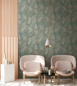 Vliestapete Blätter Dschungel Beige Grün 38638-2