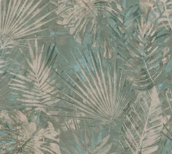 Vliestapete Blätter Dschungel Beige Grün 38638-2