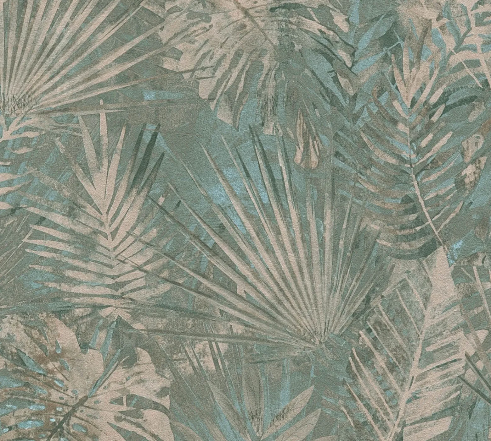 Vliestapete Blätter Dschungel Beige Grün 38638-2