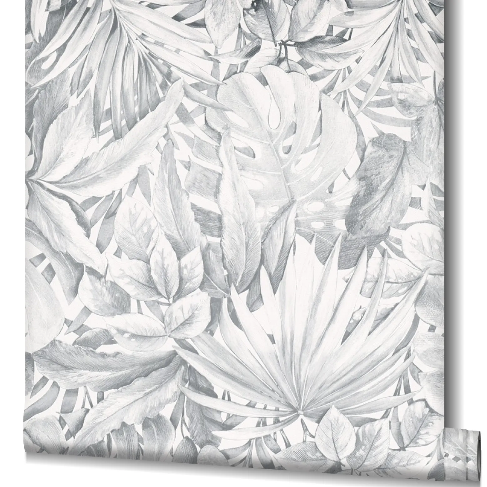 Vliestapete Blätter Dschungel Floral grau weiß 33308