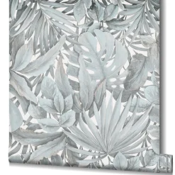 Vliestapete Blätter Dschungel Floral grau-blau 33306