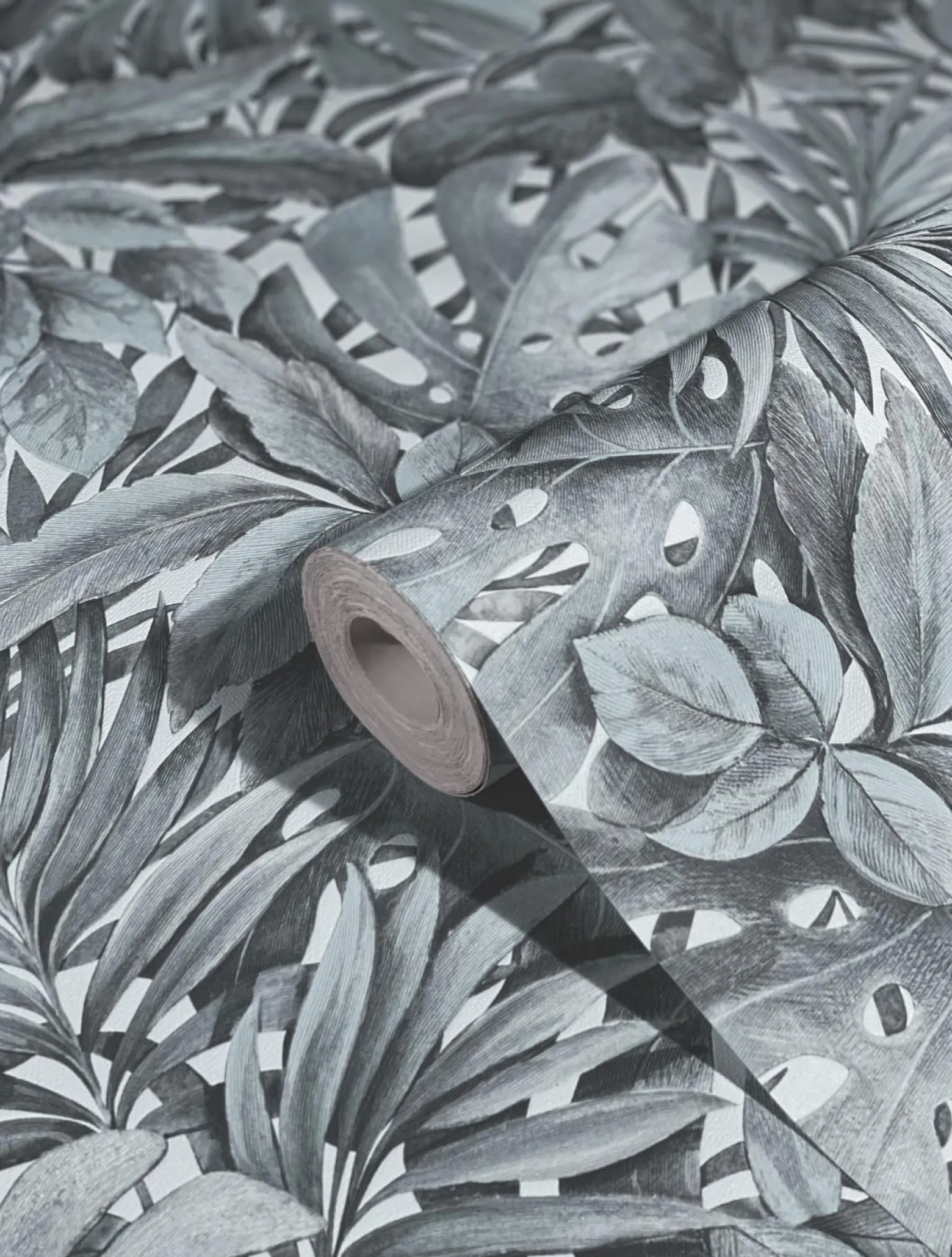 Vliestapete Blätter Dschungel Floral grau-blau 33306