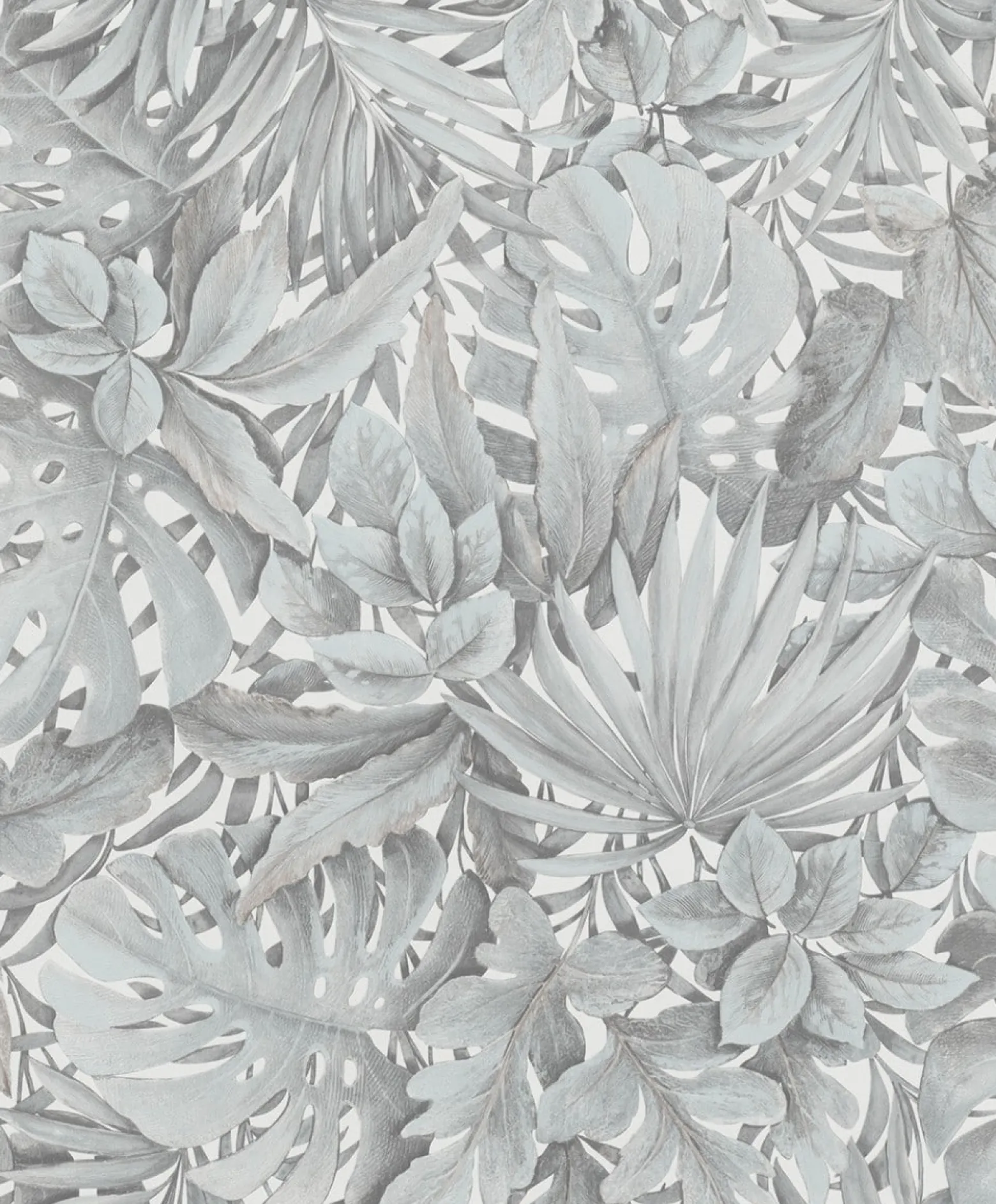 Vliestapete Blätter Dschungel Floral grau-blau 33306