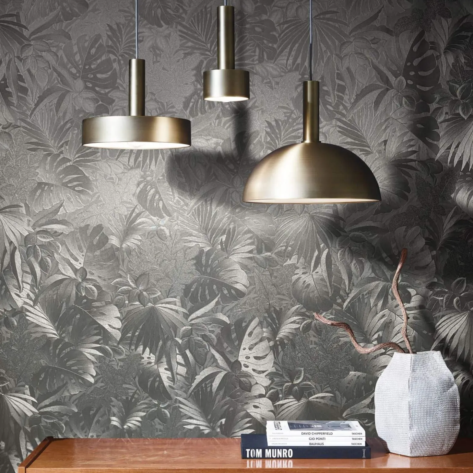 Vliestapete Blätter Dschungel Metallic platin-silber 33302