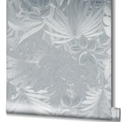 Vliestapete Blätter Dschungel Metallic silber 33301
