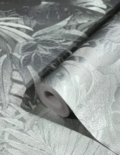 Vliestapete Blätter Dschungel Metallic silber 33301
