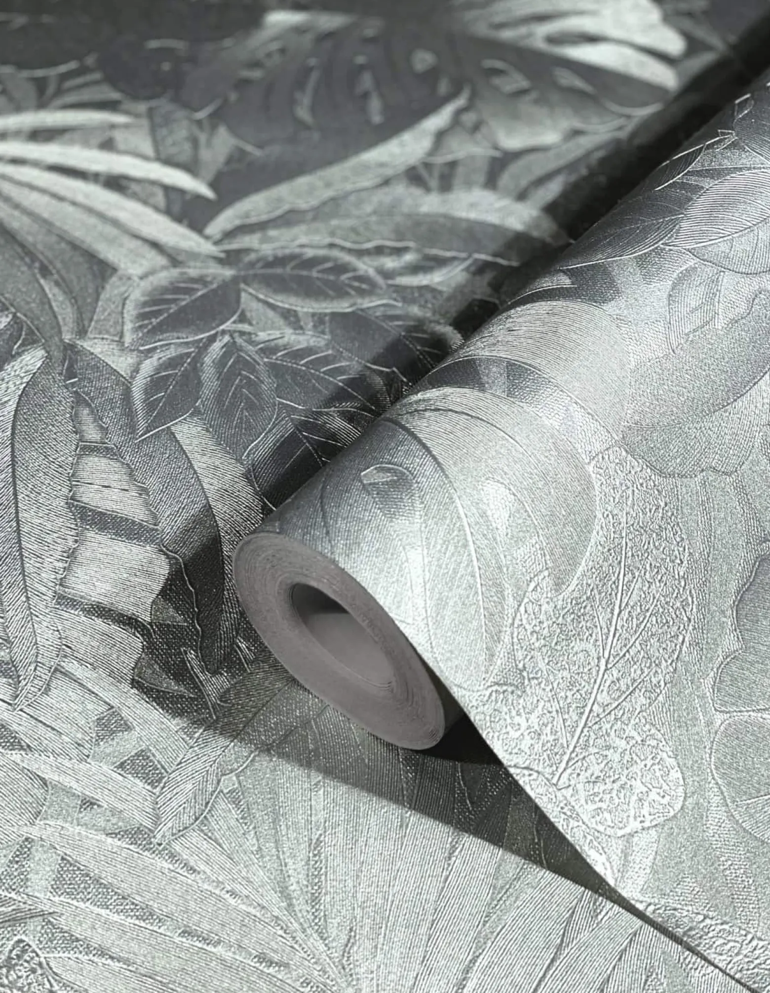 Vliestapete Blätter Dschungel Metallic silber 33301