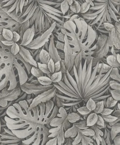 Vliestapete Blätter Dschungel Floral taupe schwarz 33305