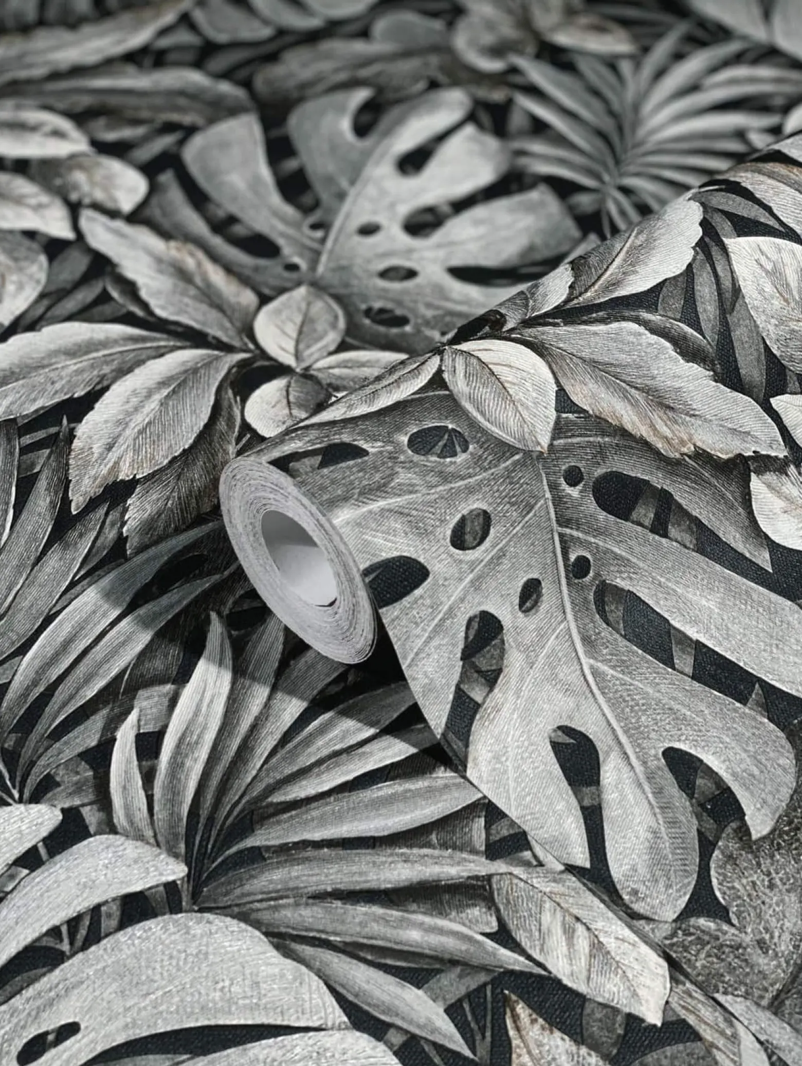 Vliestapete Blätter Dschungel Floral taupe schwarz 33305