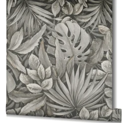 Vliestapete Blätter Dschungel Floral taupe schwarz 33305