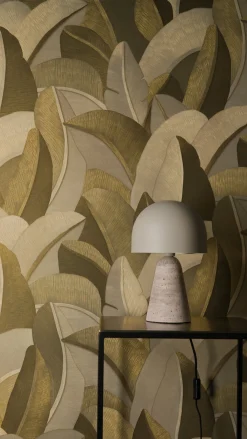 Vliestapete Blätter Dschungel Beige Gold Metallic 79039-3