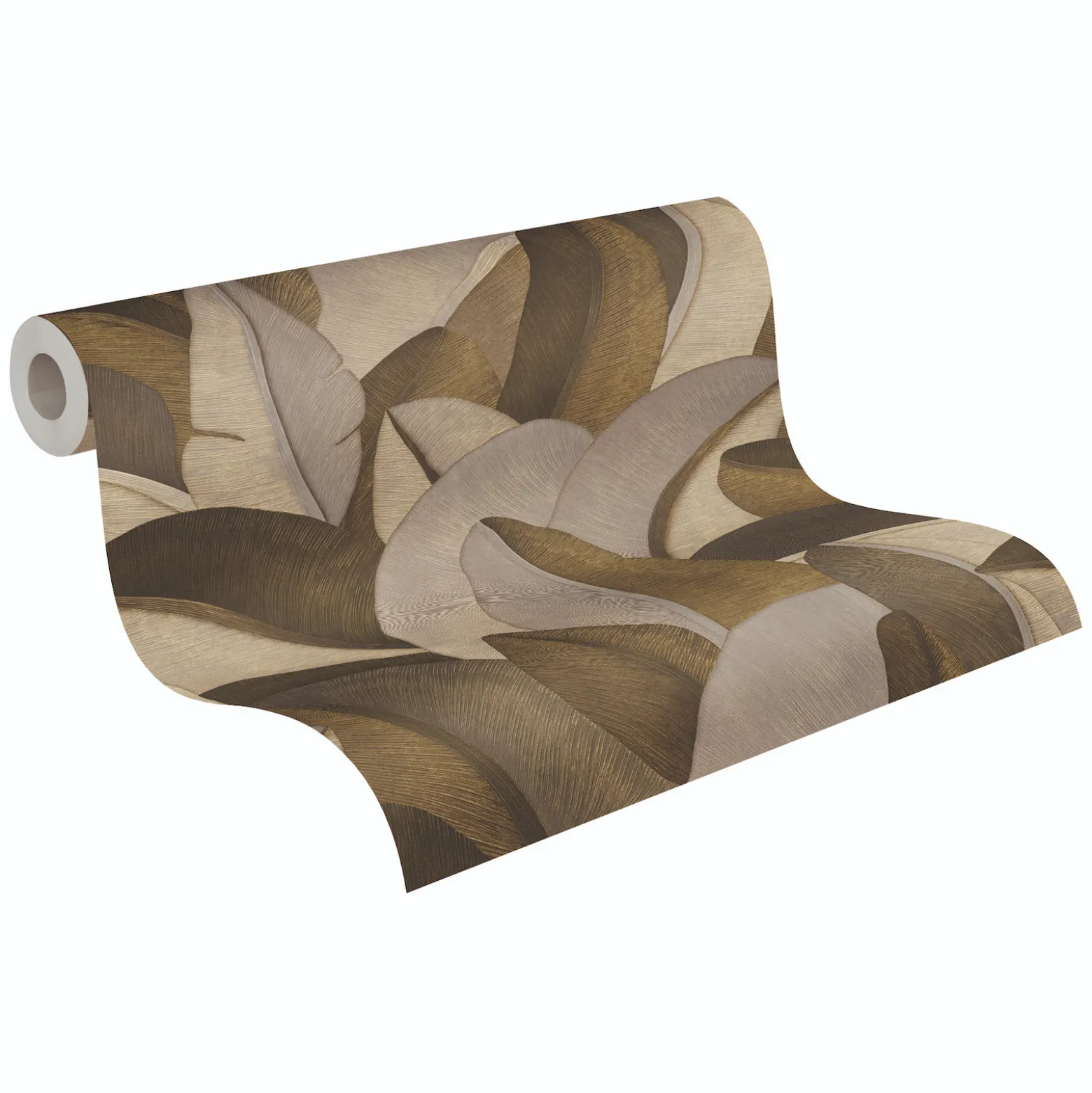 Vliestapete Blätter Dschungel Beige Gold Metallic 79039-3