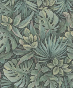 Vliestapete Blätter Dschungel Floral grün schwarz 33304
