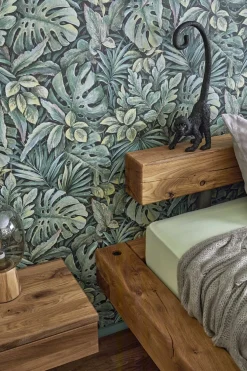 Vliestapete Blätter Dschungel Floral grün schwarz 33304