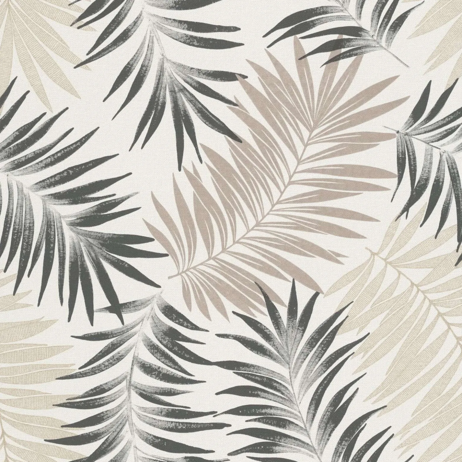 Vliestapete Blätter Farne Creme Schwarz Beige A56201