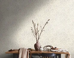 Vliestapete Blätter Farne Metallic Creme Silber 39120-2