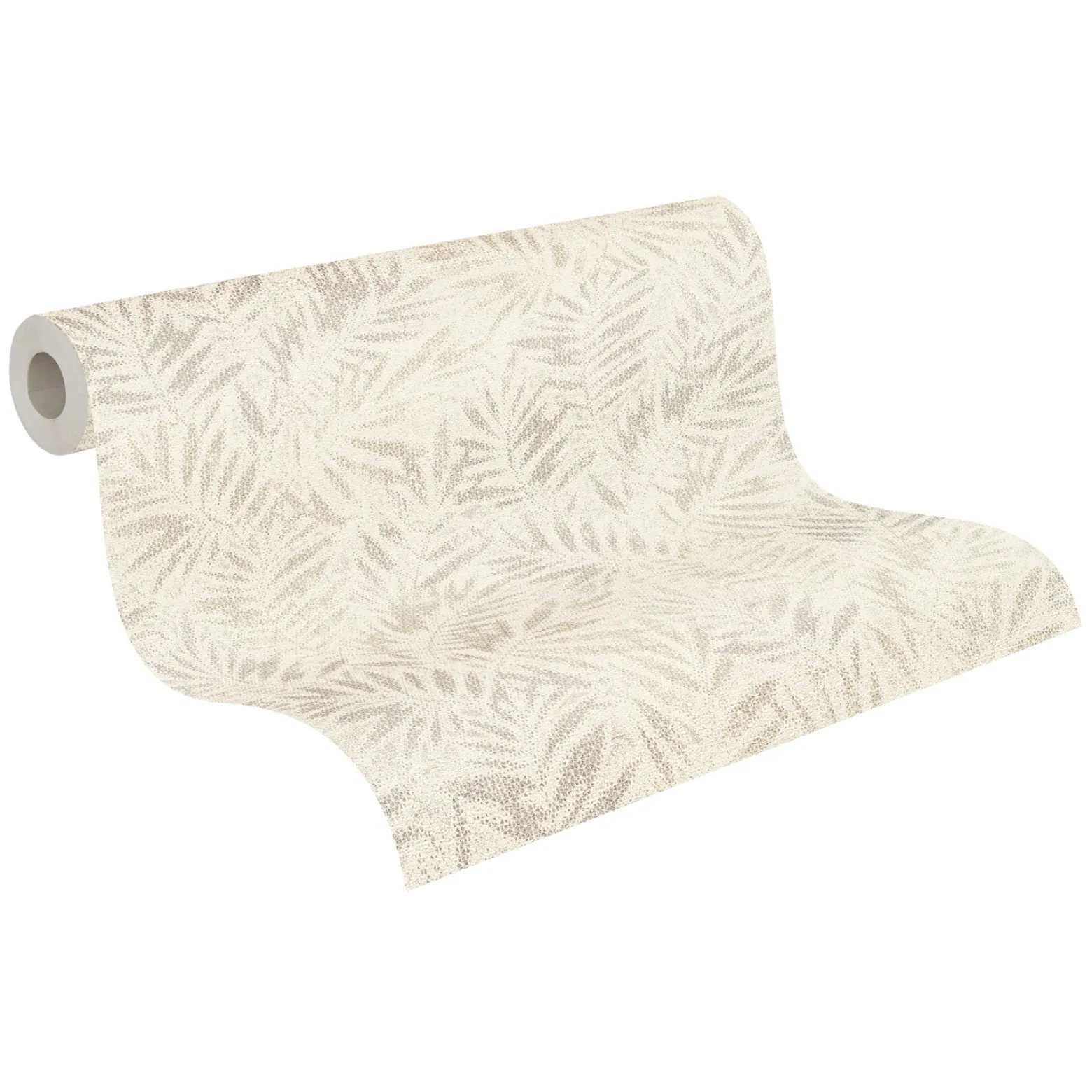 Vliestapete Blätter Farne Metallic Creme Silber 39120-2