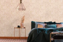 Vliestapete Blätter Farne Metallic Rosa Gold 39120-3