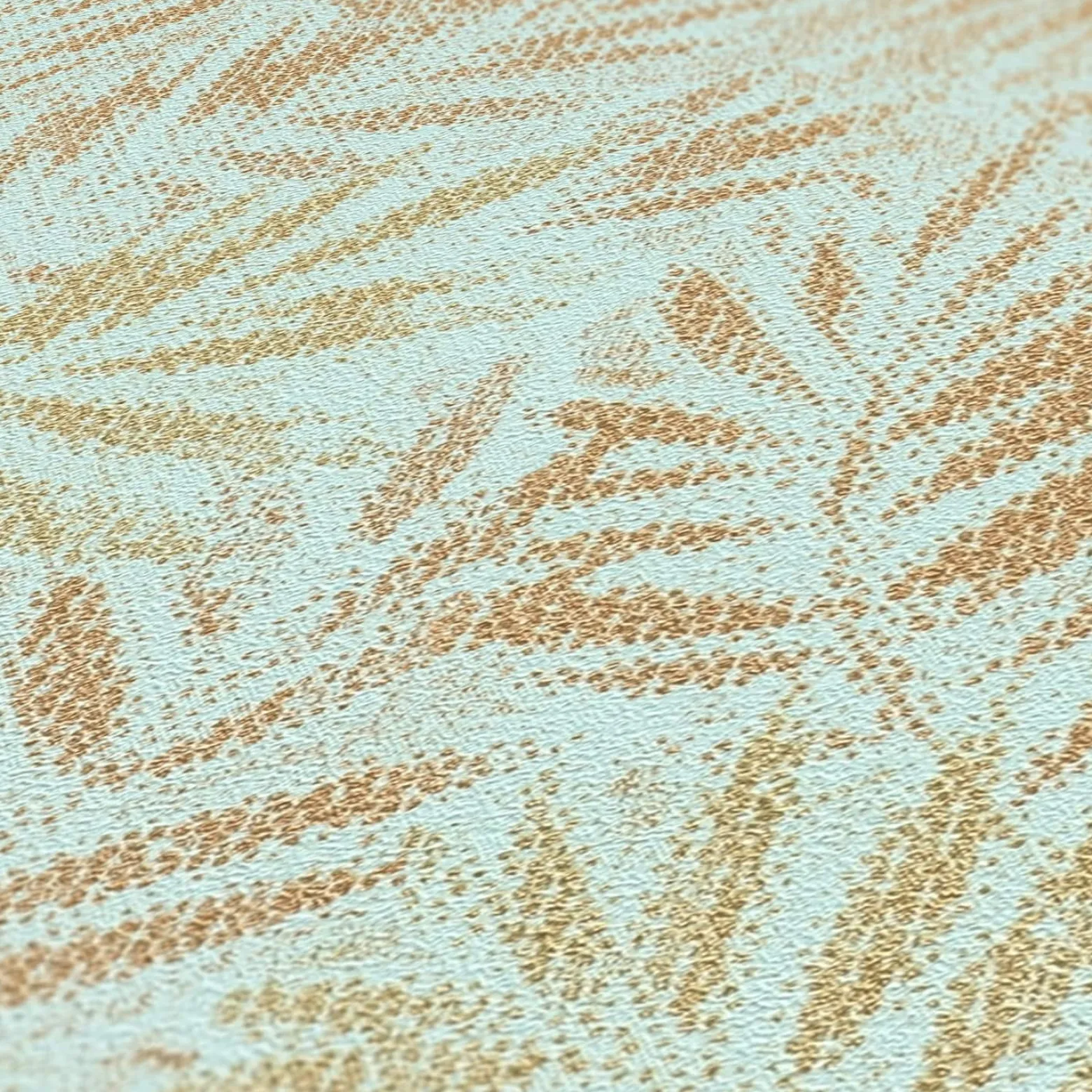 Vliestapete Blätter Farne Metallic Türkis Gold 39120-4