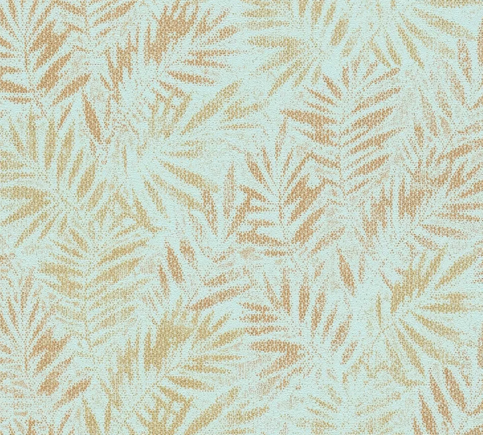 Vliestapete Blätter Farne Metallic Türkis Gold 39120-4