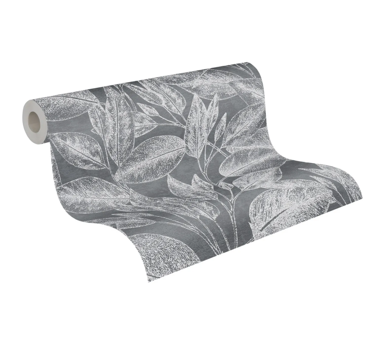 Vliestapete Blätter Floral anthrazit metallic 37836-4