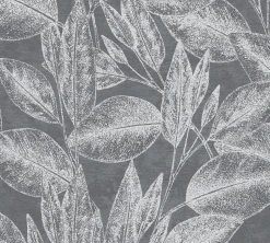 Vliestapete Blätter Floral anthrazit metallic 37836-4