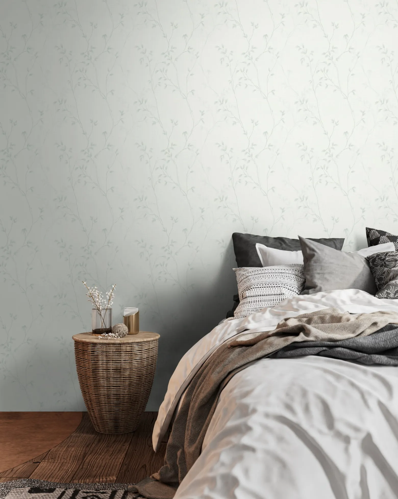Vliestapete Blätter Floral Aquarell Creme Beige 39767-2
