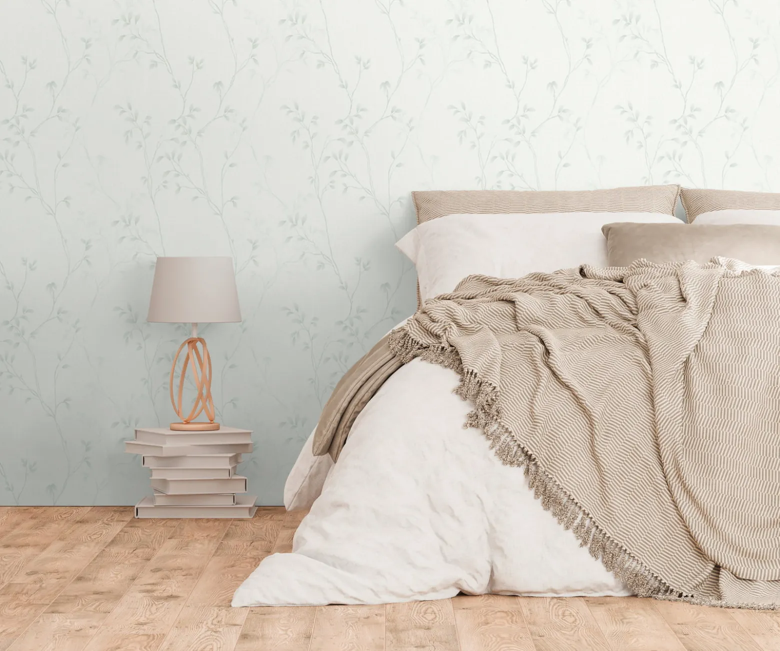Vliestapete Blätter Floral Aquarell Creme Beige 39767-2