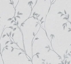 Vliestapete Blätter Floral Aquarell Hellgrau 39767-4