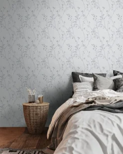 Vliestapete Blätter Floral Aquarell Weiß Grau 39767-3