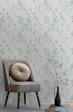 Vliestapete Blätter Floral Aquarell Weiß Grau 39767-3