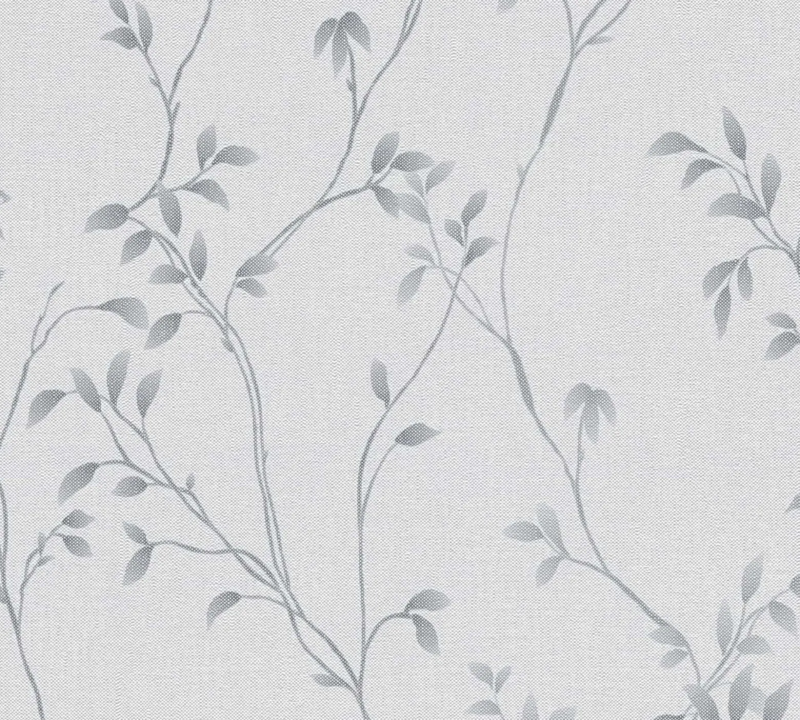 Vliestapete Blätter Floral Aquarell Weiß Grau 39767-3