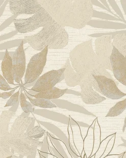 Vliestapete Blätter Floral beige gold metallic 31602