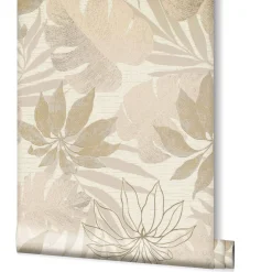 Vliestapete Blätter Floral beige gold metallic 31602
